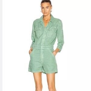 MOTHER The Fixer Short Romper, Pale Green, Women's Small